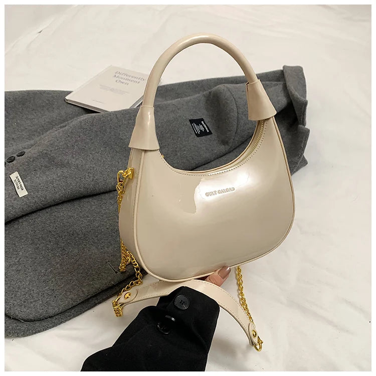 High End Burgundy Patent Leather Shiny Surface Crossbody Bag