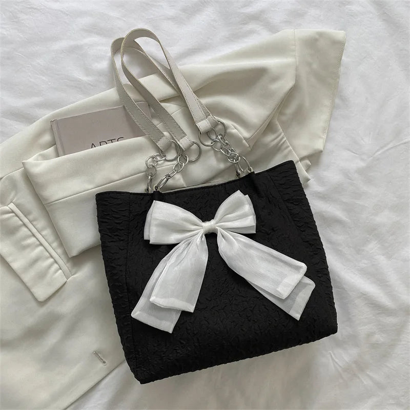 TRAVEASY Fashion Nylon Bow Tote Bags for Women