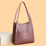 Luxury Leather Bucket Shoulde Tote