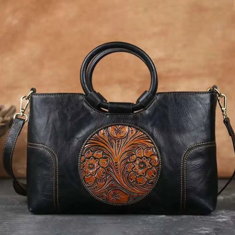 Retro Handmade Embossed Shoulder Bag