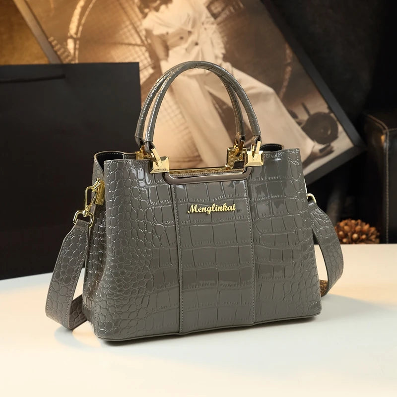 New Fashion Brand Crocodile Pattern Lady Portable Tote Bag