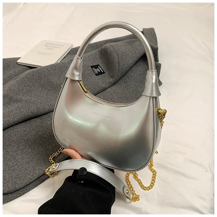 High End Burgundy Patent Leather Shiny Surface Crossbody Bag