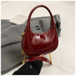 High End Burgundy Patent Leather Shiny Surface Crossbody Bag