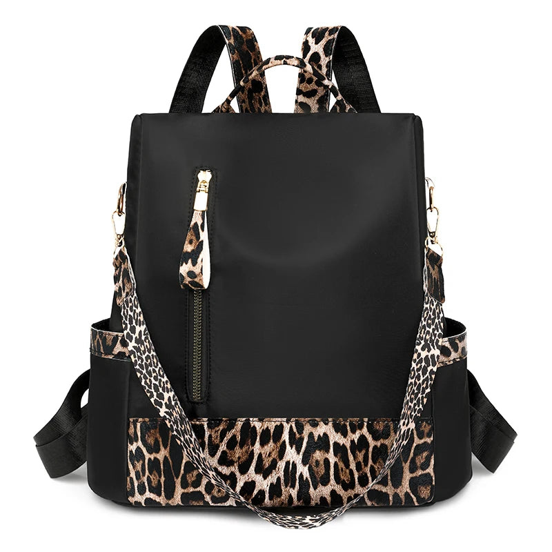 Fashion Color Blocked Leopard Print Women’s Backpack