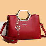 Fashion Hardware Handle Leather Handbag