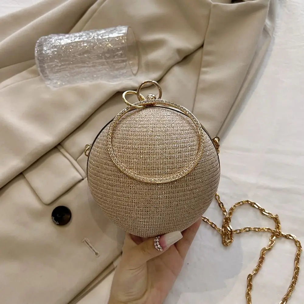 Diamond Straw Sphere Evening Clutch Bag