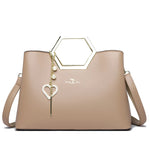 Fashion Hardware Handle Leather Handbag