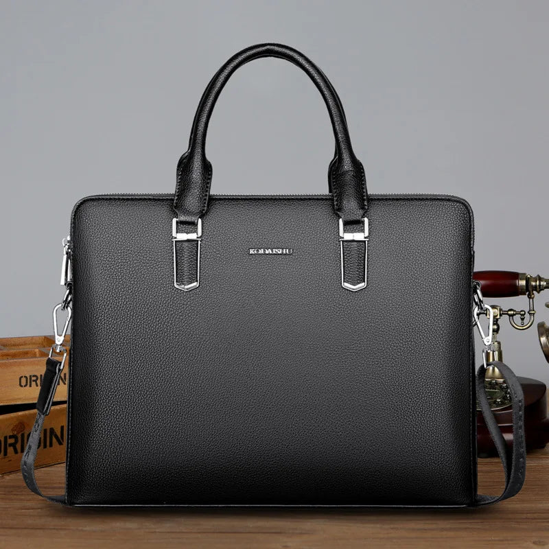 New Luxury Cow Genuine Leather Business Men's Briefcase