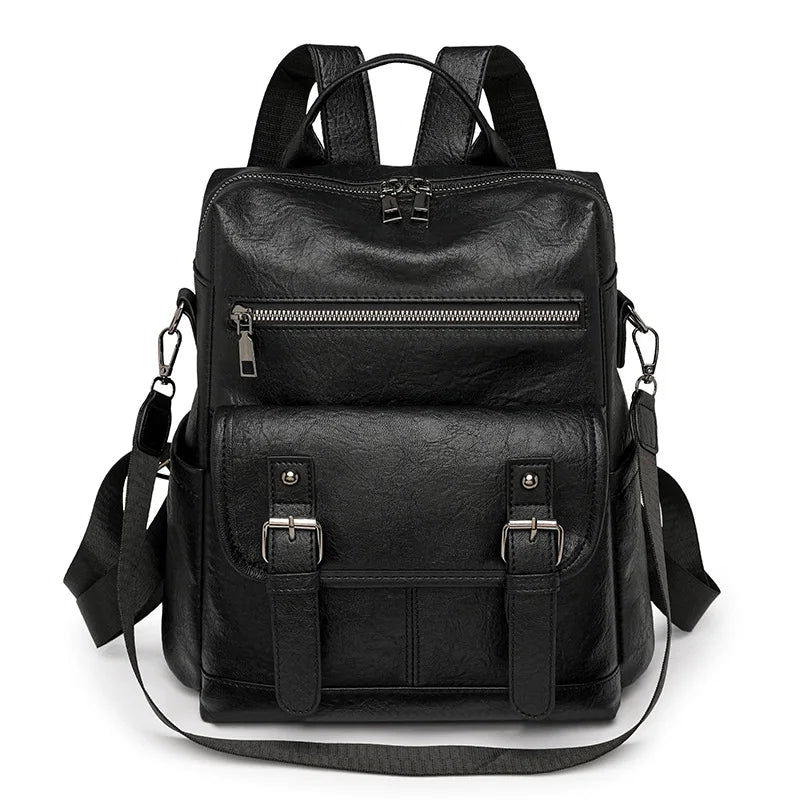Fashion Soft Leather Tassel Multifunctional Backpack