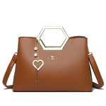 Fashion Hardware Handle Leather Handbag