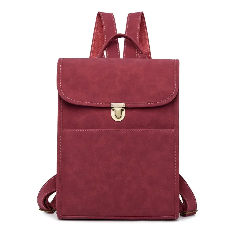 Women's leather vintage outdoor travel backpack
