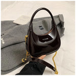 High End Burgundy Patent Leather Shiny Surface Crossbody Bag
