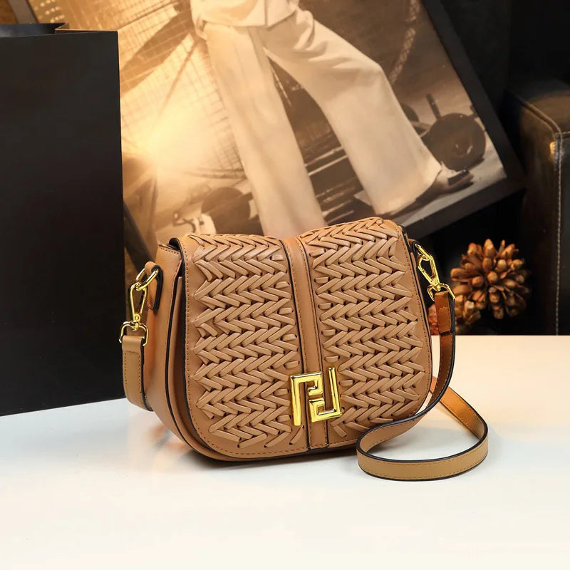 Brand Design Woven Saddle Bag