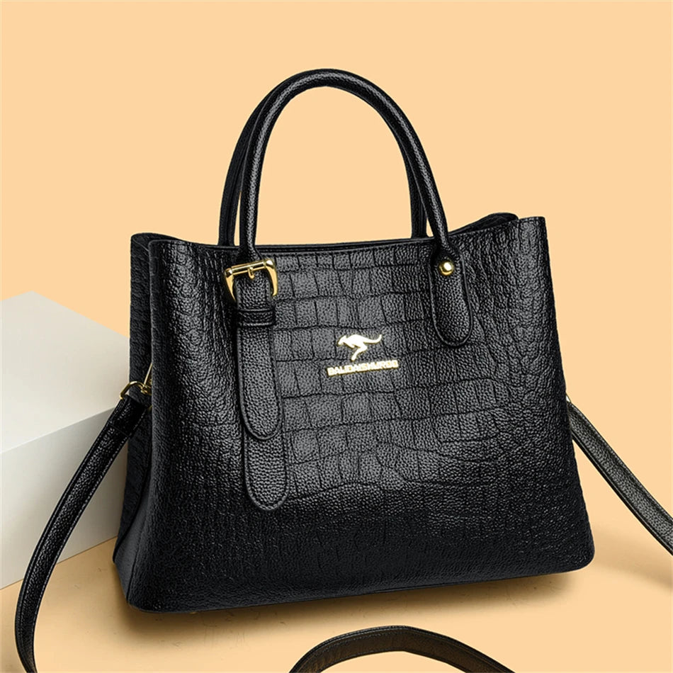 3-Layers Ladies Crocodile Patterned Handbags
