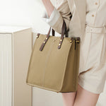 Burminsa Cowhide Genuine Leather Vertical Tote Handbags