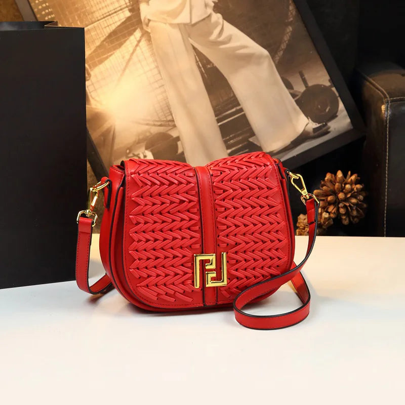 Brand Design Woven Saddle Bag