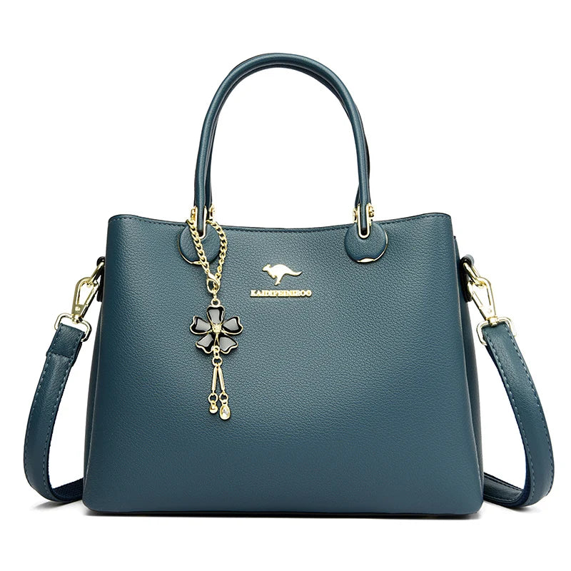 Luxury Soft Leather 3 Layers Large Capacity Womens Bag