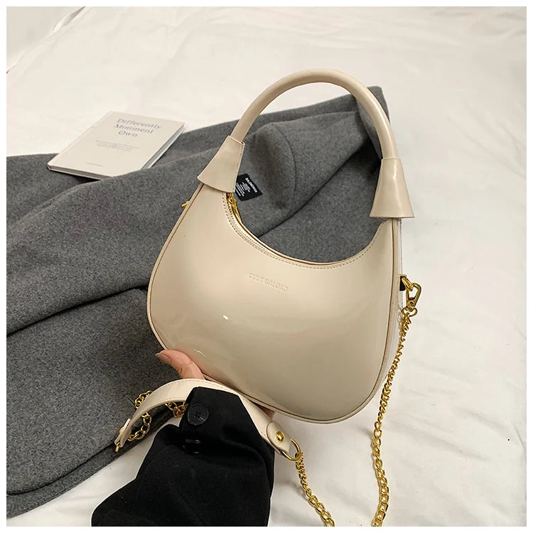 High End Burgundy Patent Leather Shiny Surface Crossbody Bag