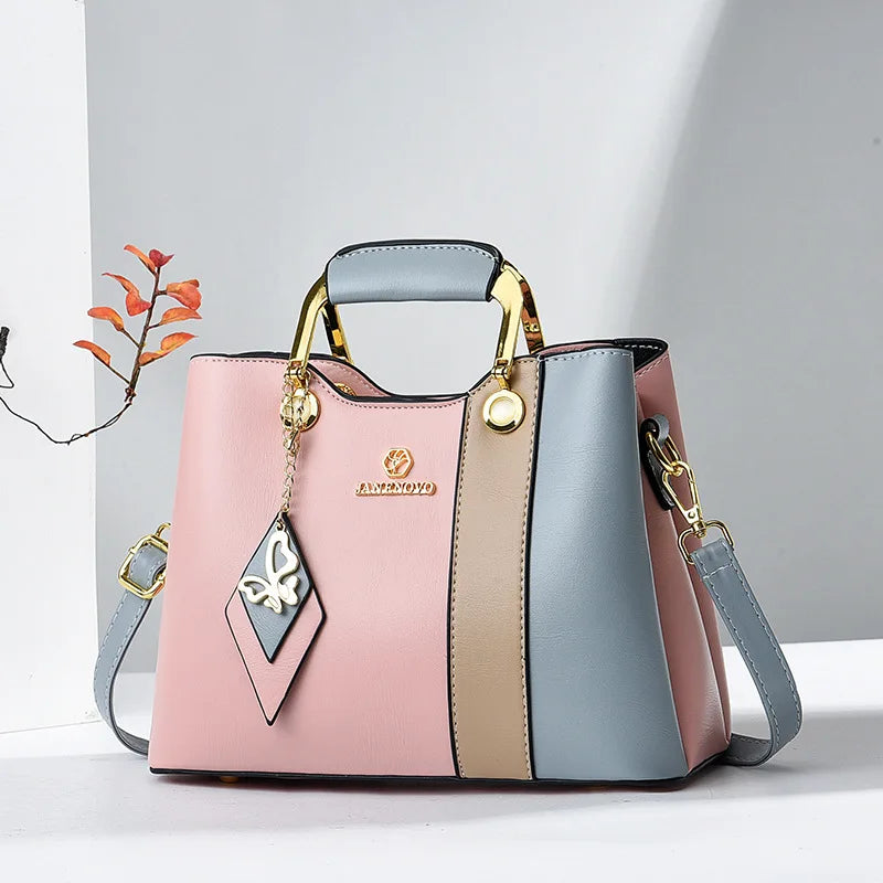 Spliced Leather Large Capacity Woman Handbag