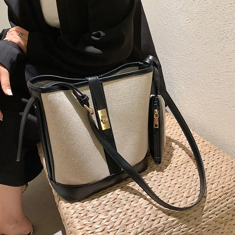Canvas Bucket Bag for Women