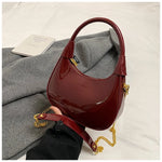 High End Burgundy Patent Leather Shiny Surface Crossbody Bag