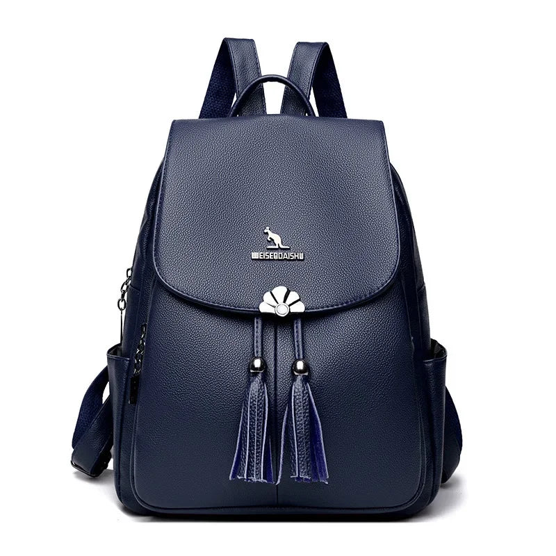 genuine soft leather student school bag