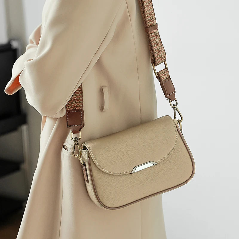 Natural Cowhide Leather Women's Crossbody Bag
