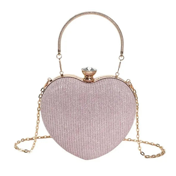 Heart Shape Metal Clutches Bag