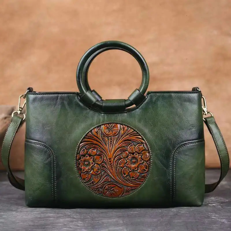 Retro Handmade Embossed Shoulder Bag