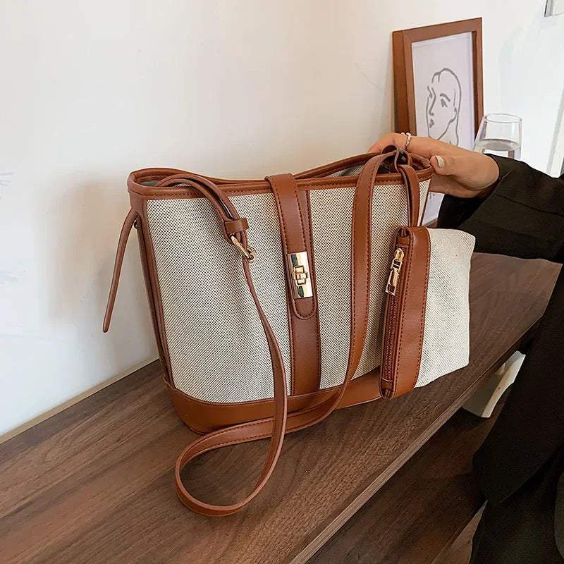 Canvas Bucket Bag for Women