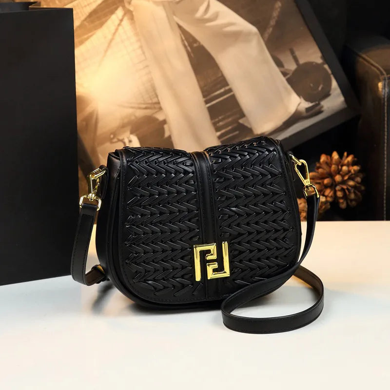 Brand Design Woven Saddle Bag