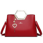 Fashion Hardware Handle Leather Handbag