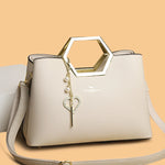 Fashion Hardware Handle Leather Handbag