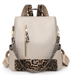Fashion Color Blocked Leopard Print Women’s Backpack