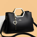 Fashion Hardware Handle Leather Handbag