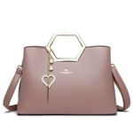 Fashion Hardware Handle Leather Handbag