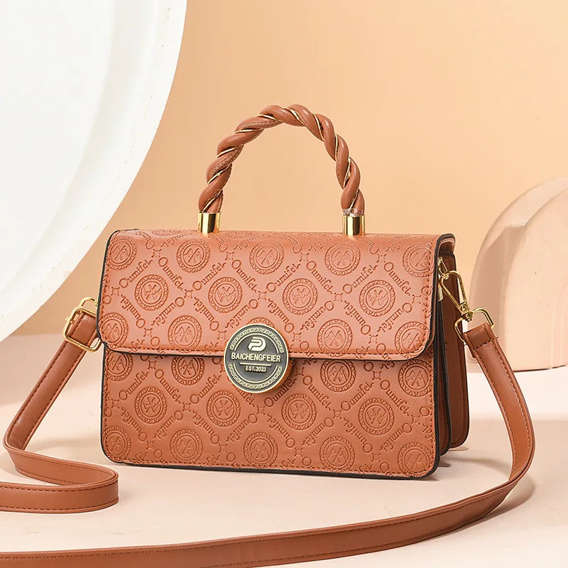 Luxury Embossed Leather Flap Shoulder & Crossbody Bag
