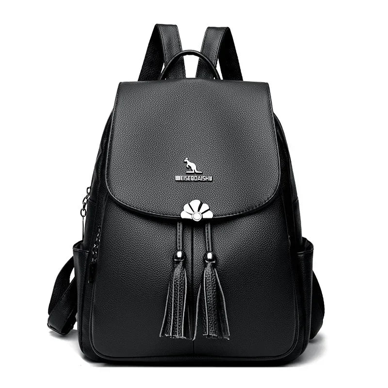 genuine soft leather student school bag