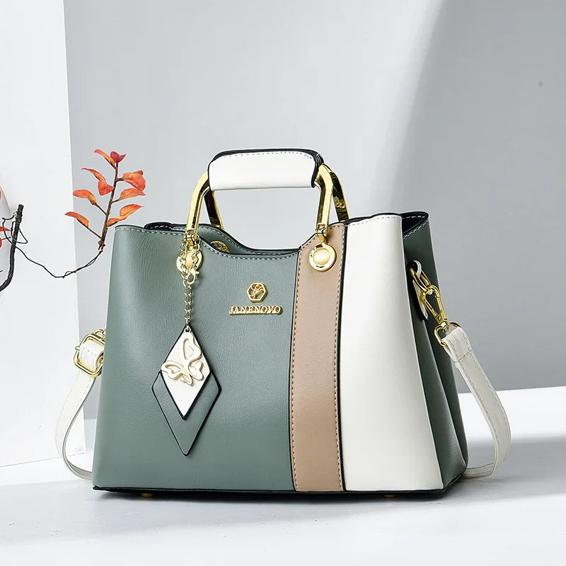 Spliced Leather Large Capacity Woman Handbag