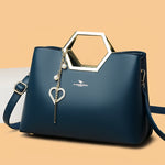 Fashion Hardware Handle Leather Handbag