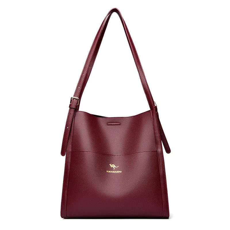 Luxury Leather Bucket Shoulde Tote