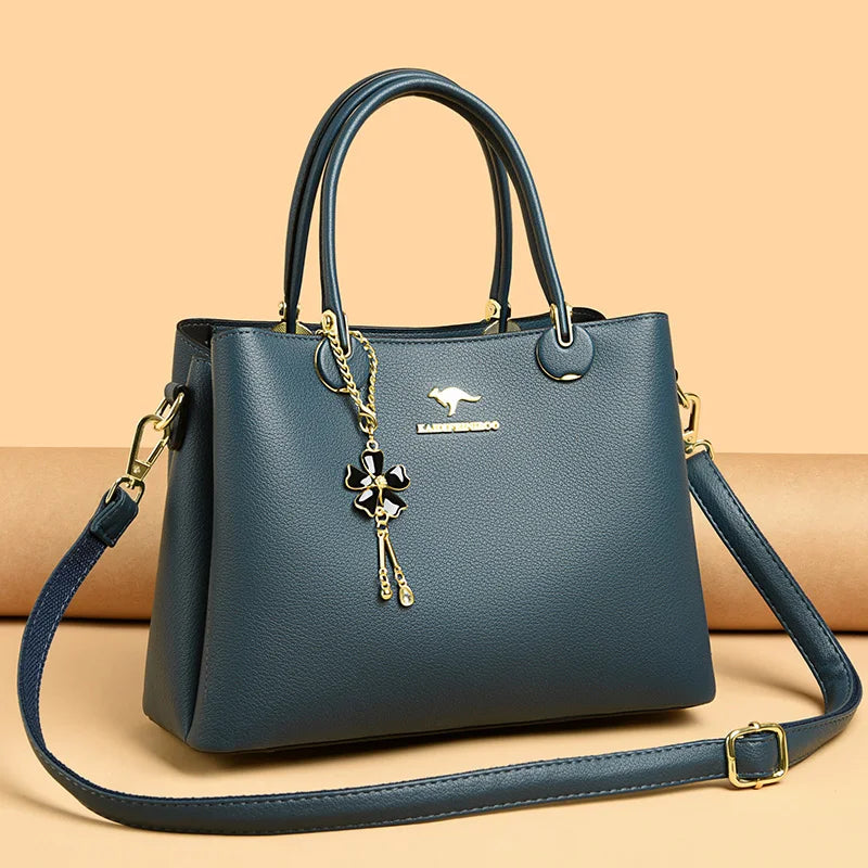 Luxury Soft Leather 3 Layers Large Capacity Womens Bag
