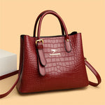 3-Layers Ladies Crocodile Patterned Handbags