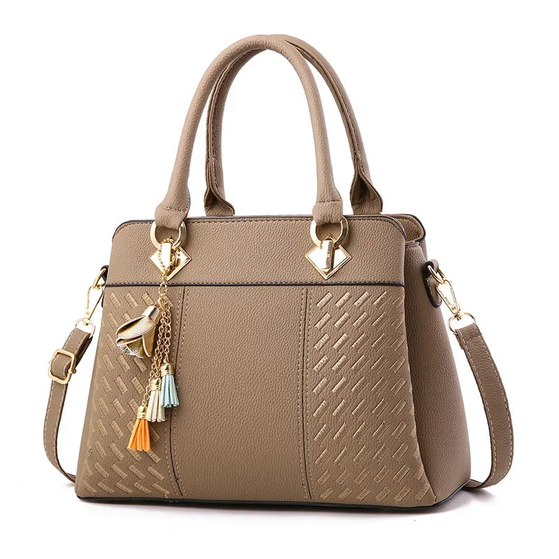 Vintage Luxury Women's Leather Handbag & Wallet Set