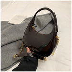High End Burgundy Patent Leather Shiny Surface Crossbody Bag