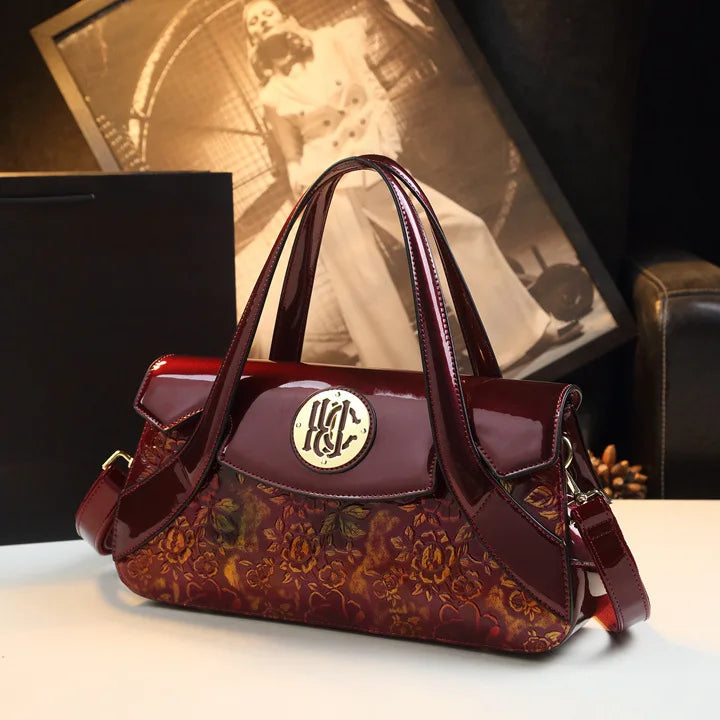 Spring and autumn patent leather snake pattern armpit handbag