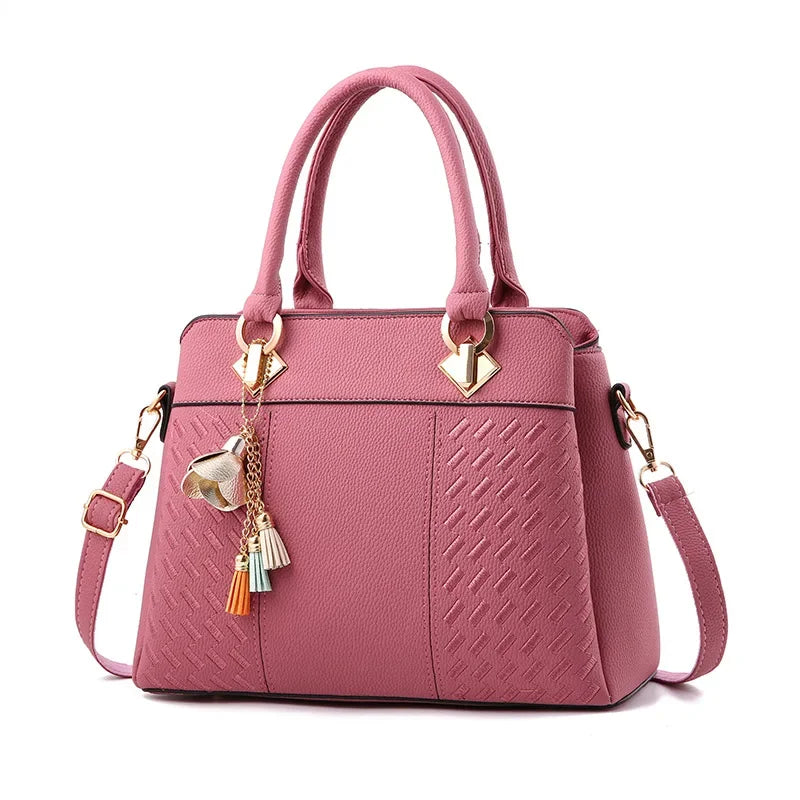 Vintage Luxury Women's Leather Handbag & Wallet Set