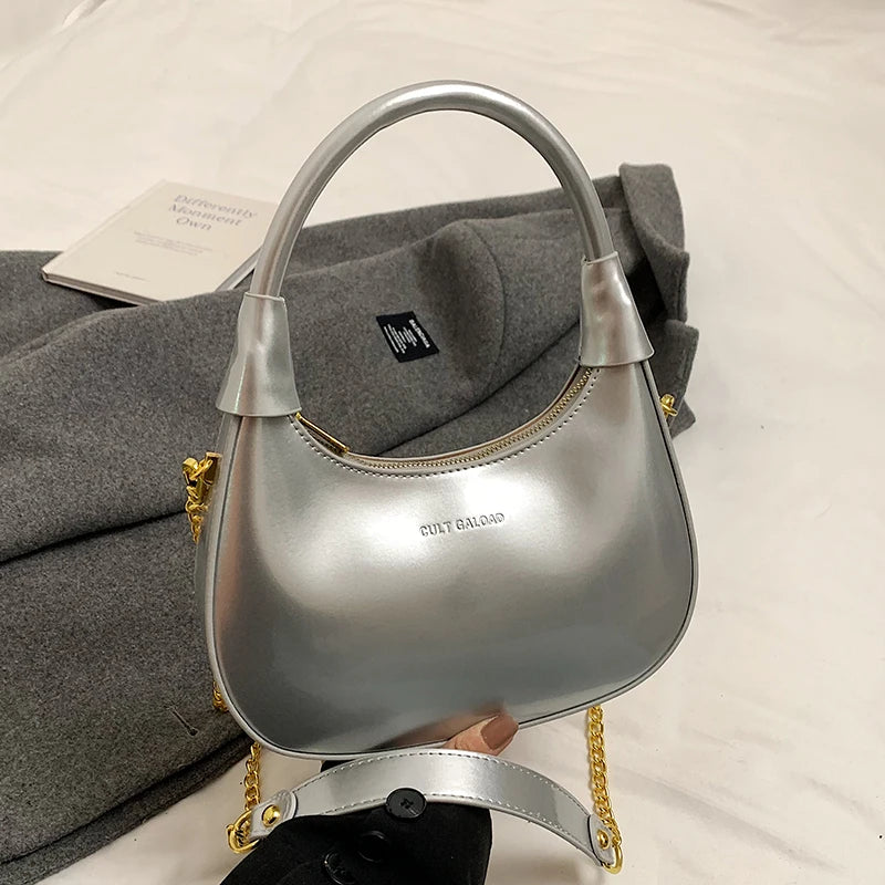 High End Burgundy Patent Leather Shiny Surface Crossbody Bag