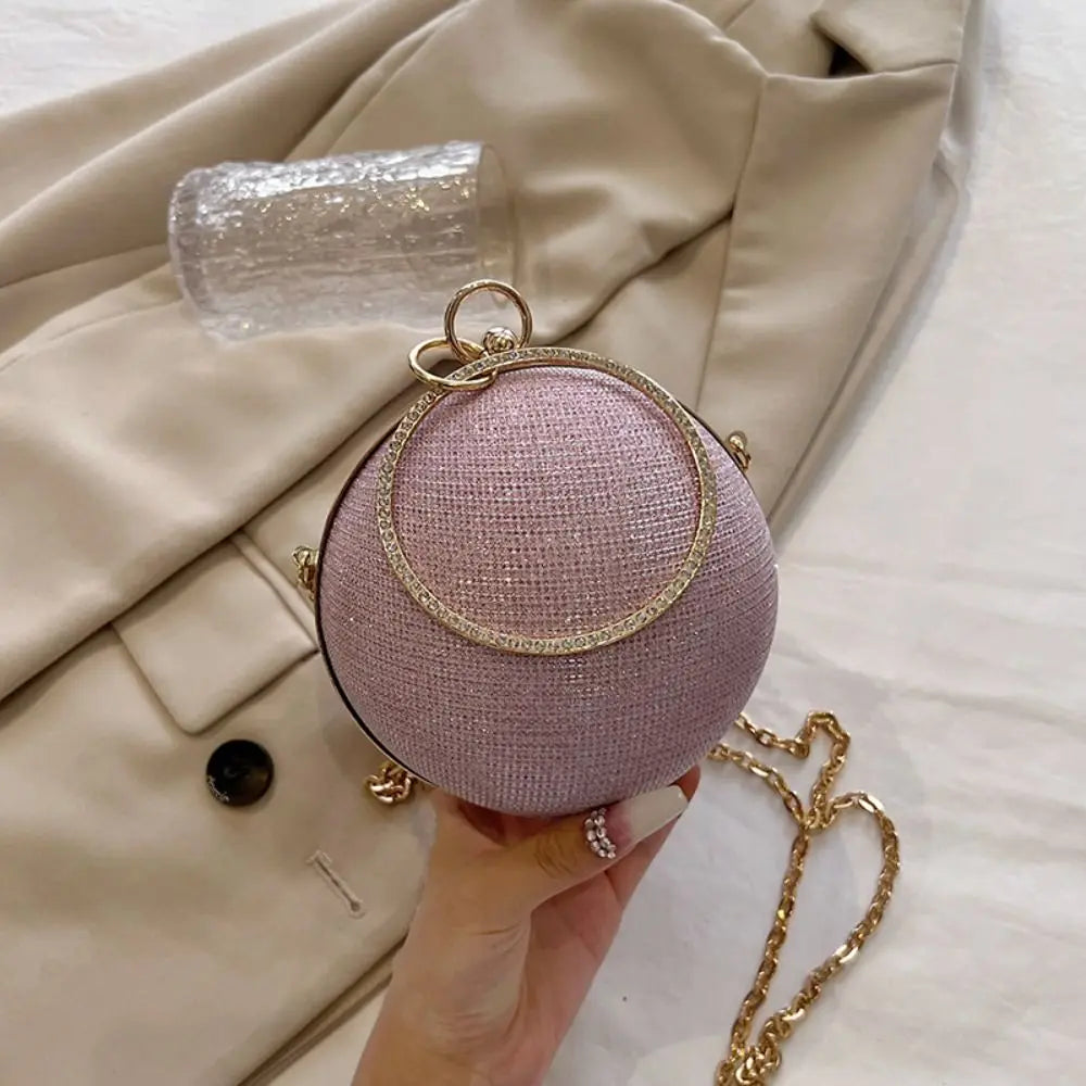 Diamond Straw Sphere Evening Clutch Bag